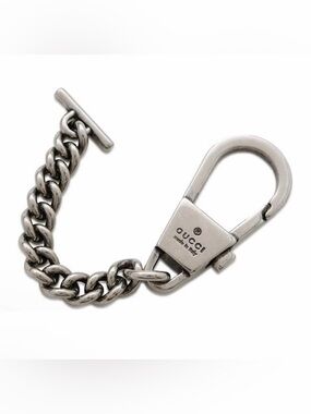 Gucci, silver carabiner keychain/wallet chain with curb link and toggle bar